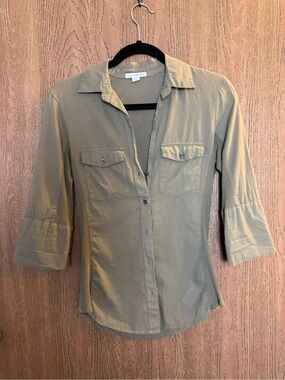 James Perse Olive Button-Front Women's Shirt